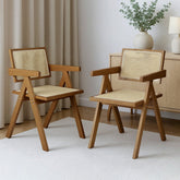 Levede 2x Walnut Wicker Armchair Dining Chair-1975420361092763655
