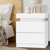 Bedside Table – Modern White Nightstand with Lift-Up Top and Drawers