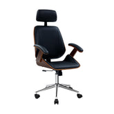 Wooden Office Chair Computer Gaming Chairs Executive Leather Black