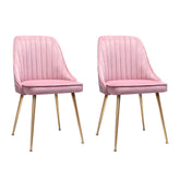 2x Dining Chairs Retro Velvet Pink