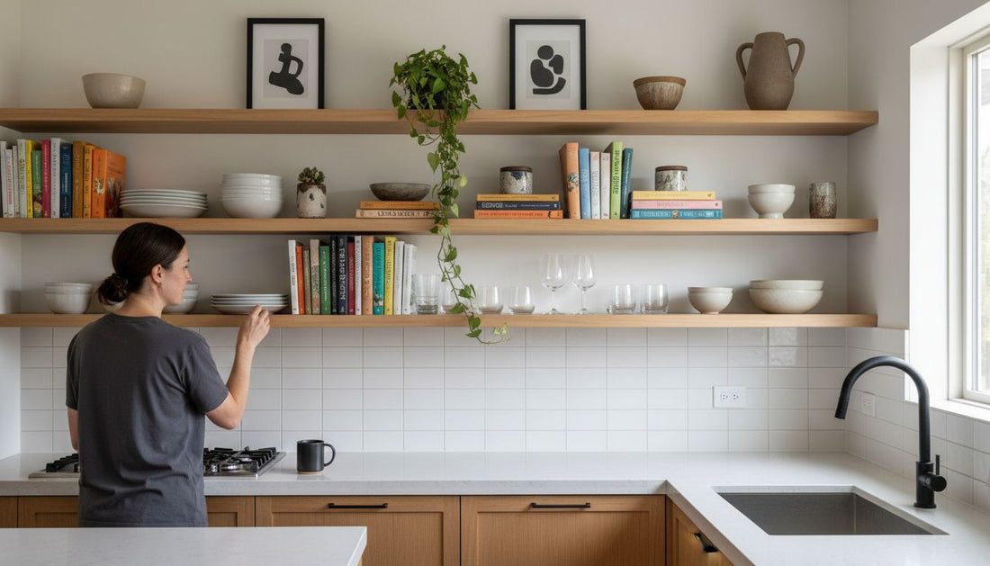 modern open shelving