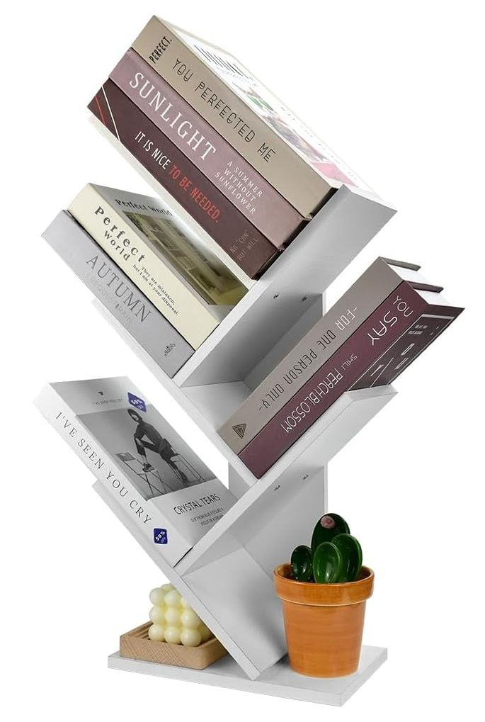CARLA HOME 5-Tier Tree Bookshelf Storage Rack for Home Office or Bedroom (White)-1978962255659798537