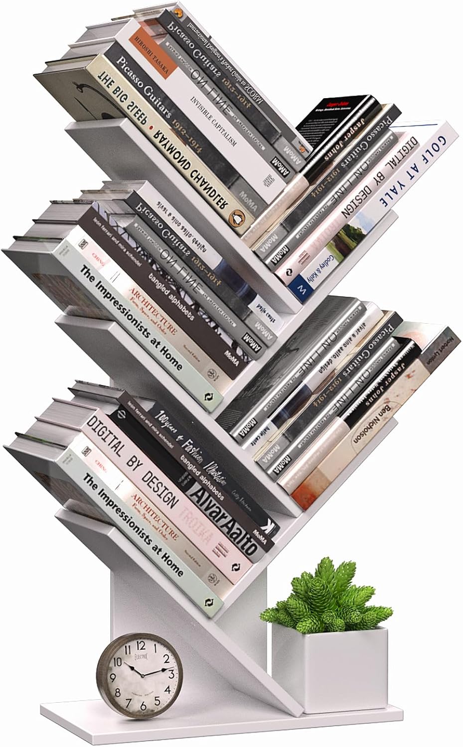 CARLA HOME 5-Tier Tree Bookshelf Storage Rack for Home Office or Bedroom (White)-1978962255659798528