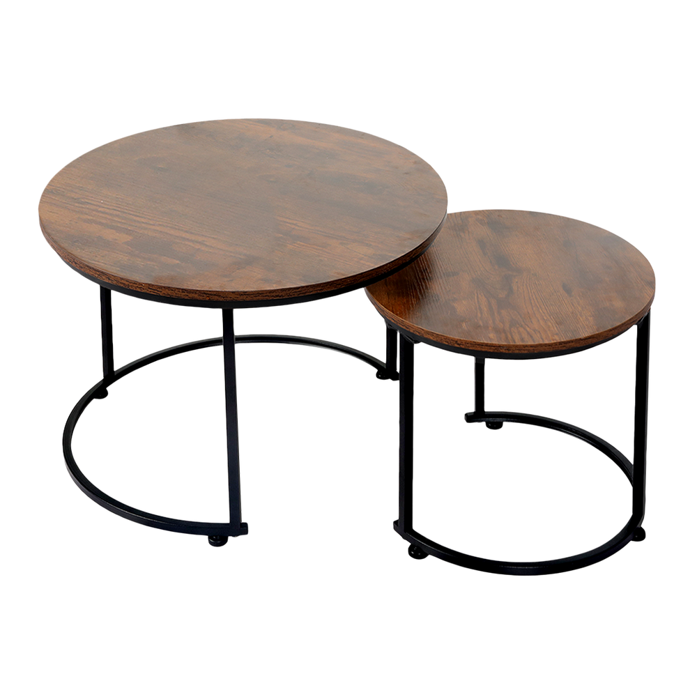 Levede Round Nesting Table Coffee Table Wood Side Table-1984023719873482760