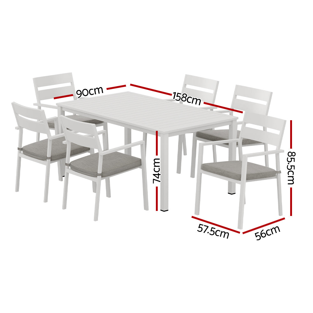 7-Piece Outdoor Indoor Dining Set Outdoor Dining Set White
