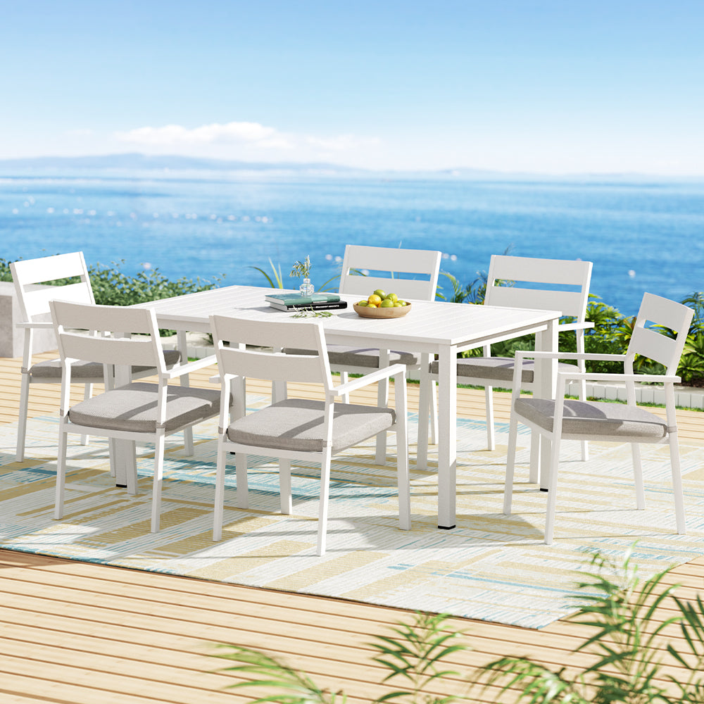 7-Piece Outdoor Indoor Dining Set Outdoor Dining Set White