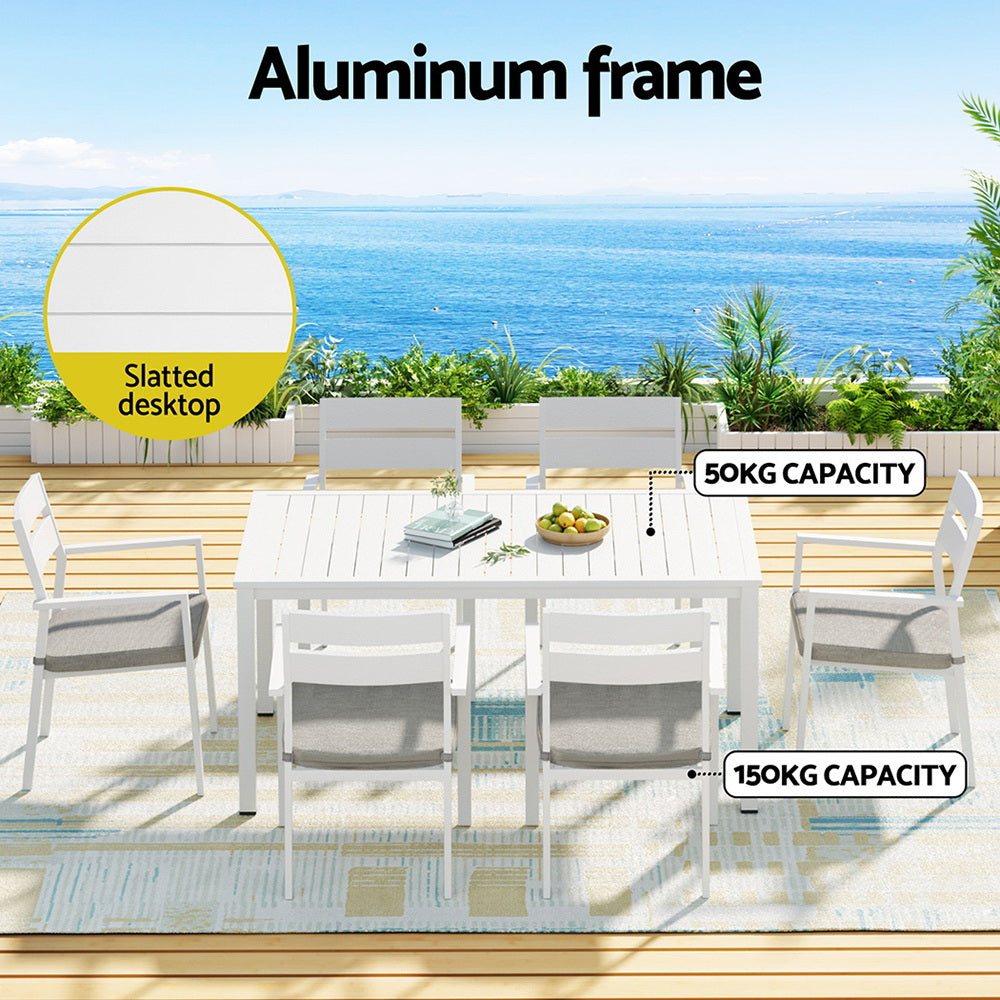 7-Piece Outdoor Indoor Dining Set Outdoor Dining Set White
