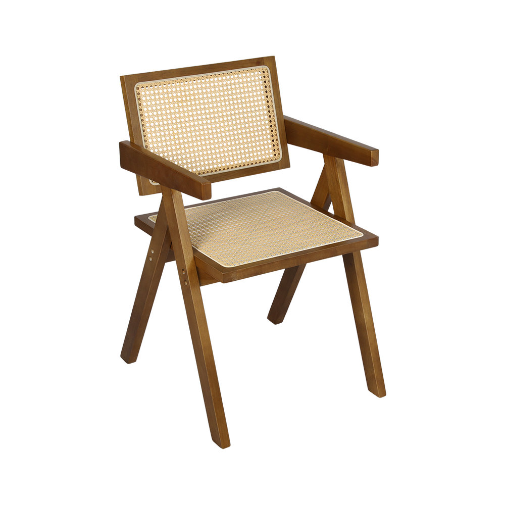 Levede 2x Walnut Wicker Armchair Dining Chair-1975420361092763656