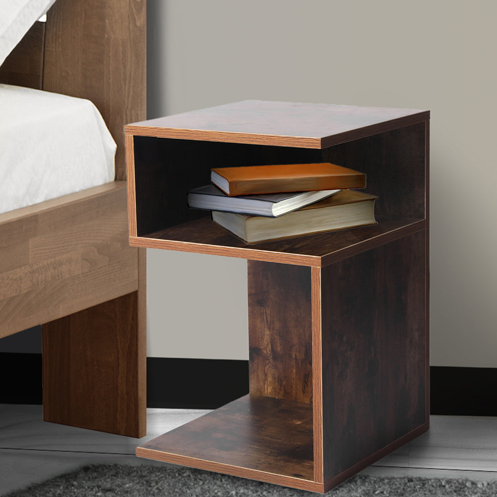 Industrial Bedside Table with Open Shelf Storage