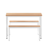 Dining Table and Chairs Set 3PCS Metal Desk Bench Sets Kitchen Furniture