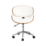 Wooden & PU Leather Office Desk Chair - White