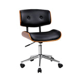 Wooden & PU Leather Office Desk Chair - Black