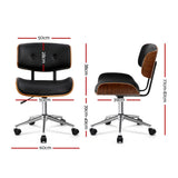 Wooden & PU Leather Office Desk Chair - Black