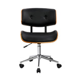 Wooden & PU Leather Office Desk Chair - Black