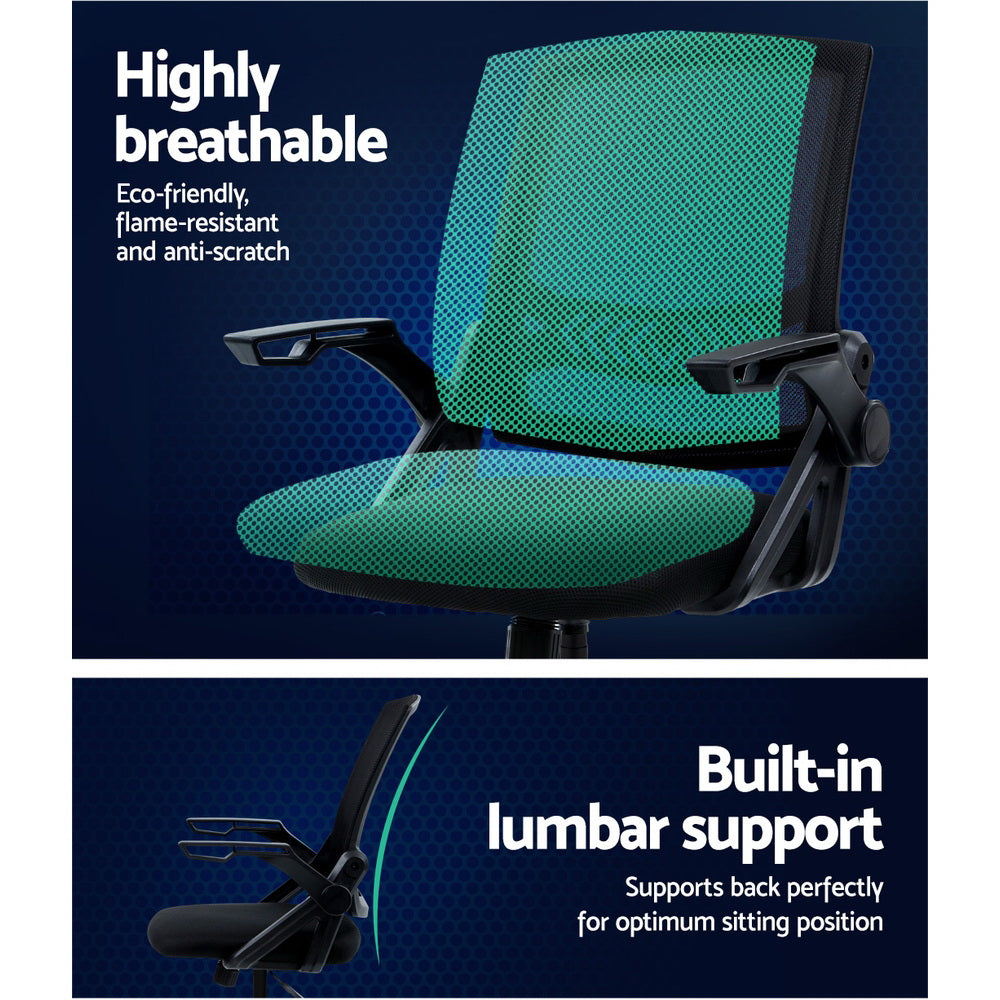 Office Chair Veer Drafting Stool Mesh Chairs Flip Up Armrest Black