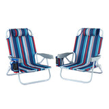 All-in-One Adjustable Outdoor Recliner – 2 Pack Outdoor Chairs Beach Lightweight Blue