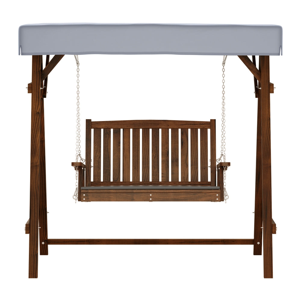 Swing Chair Wooden Garden Bench Canopy 2 Seater Outdoor Furniture