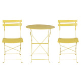 3PC Outdoor Bistro Set Steel Table and Chairs Patio Furniture Yellow