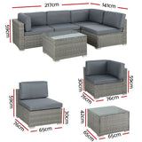 5-Piece Outdoor Sofa Set Wicker Couch Lounge Setting 4 Seater Grey
