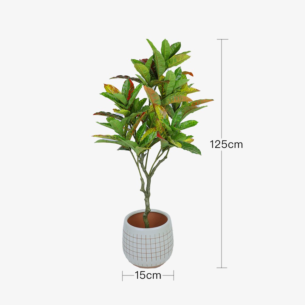 125cm Faux Artificial Codiaeum Plant – Elegant Indoor Decorative Greenery Artificial Plants
