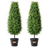 2 Pack Artificial Plants Boxwood Topiary Tree Faux Plant UV Decor In/Outdoor