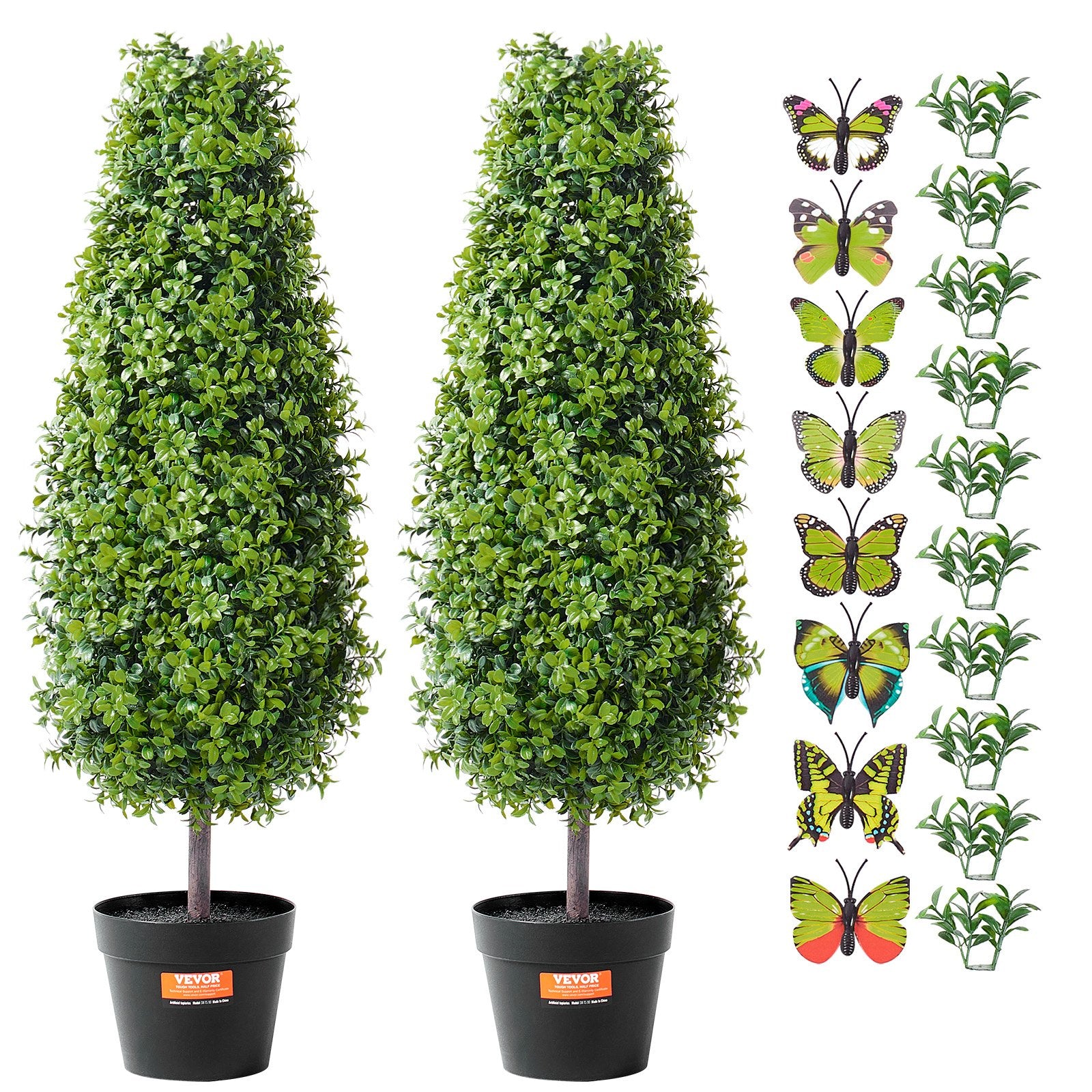 2 Pack Artificial Plants Boxwood Topiary Tree Faux Plant UV Decor In/Outdoor