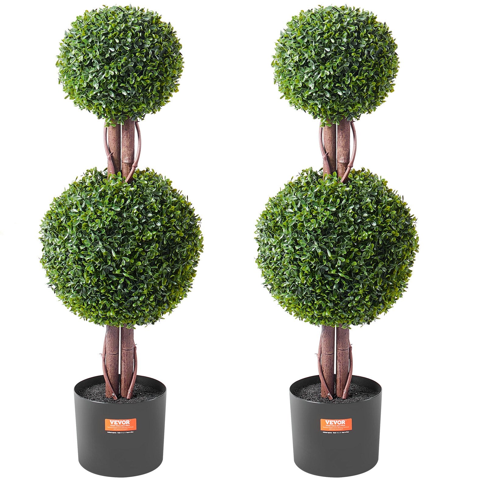 2 Pack 3ft Artificial Plants Sphere Boxwood Topiary Tree Faux Plant UV Decor In/Outdoor