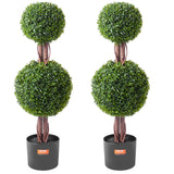 2 Pack 3ft Artificial Plants Sphere Boxwood Topiary Tree Faux Plant UV Decor In/Outdoor