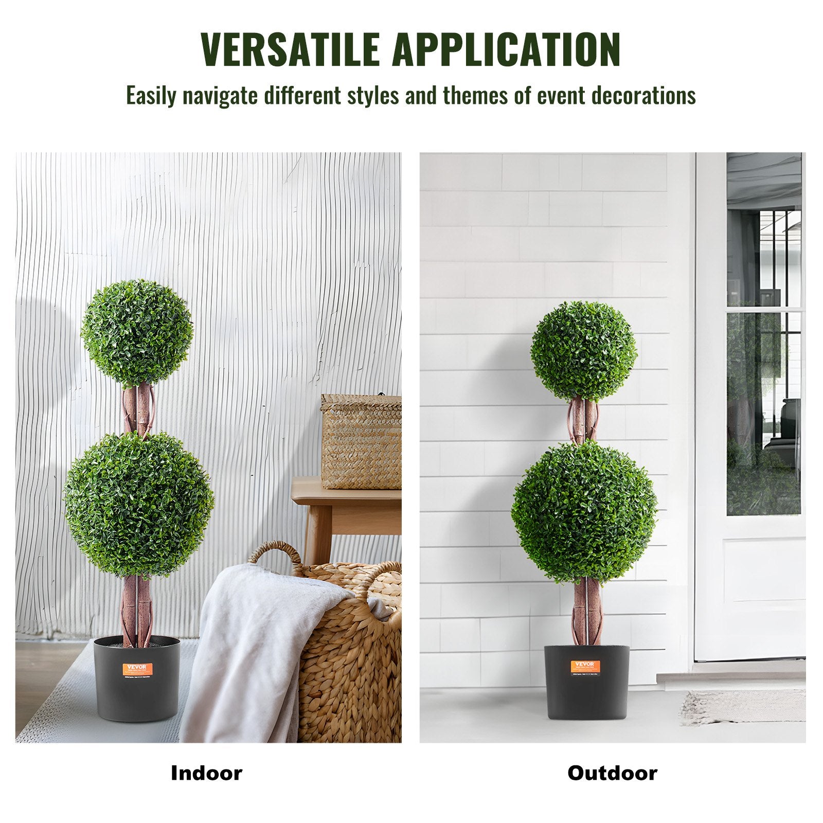2 Pack 3ft Artificial Plants Sphere Boxwood Topiary Tree Faux Plant UV Decor In/Outdoor