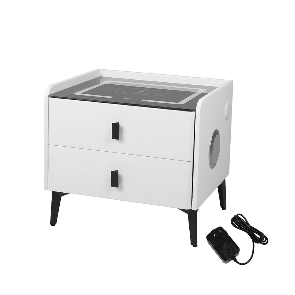 Levede Bedside Table LED Lights Drawers Storage-1975420388699672576