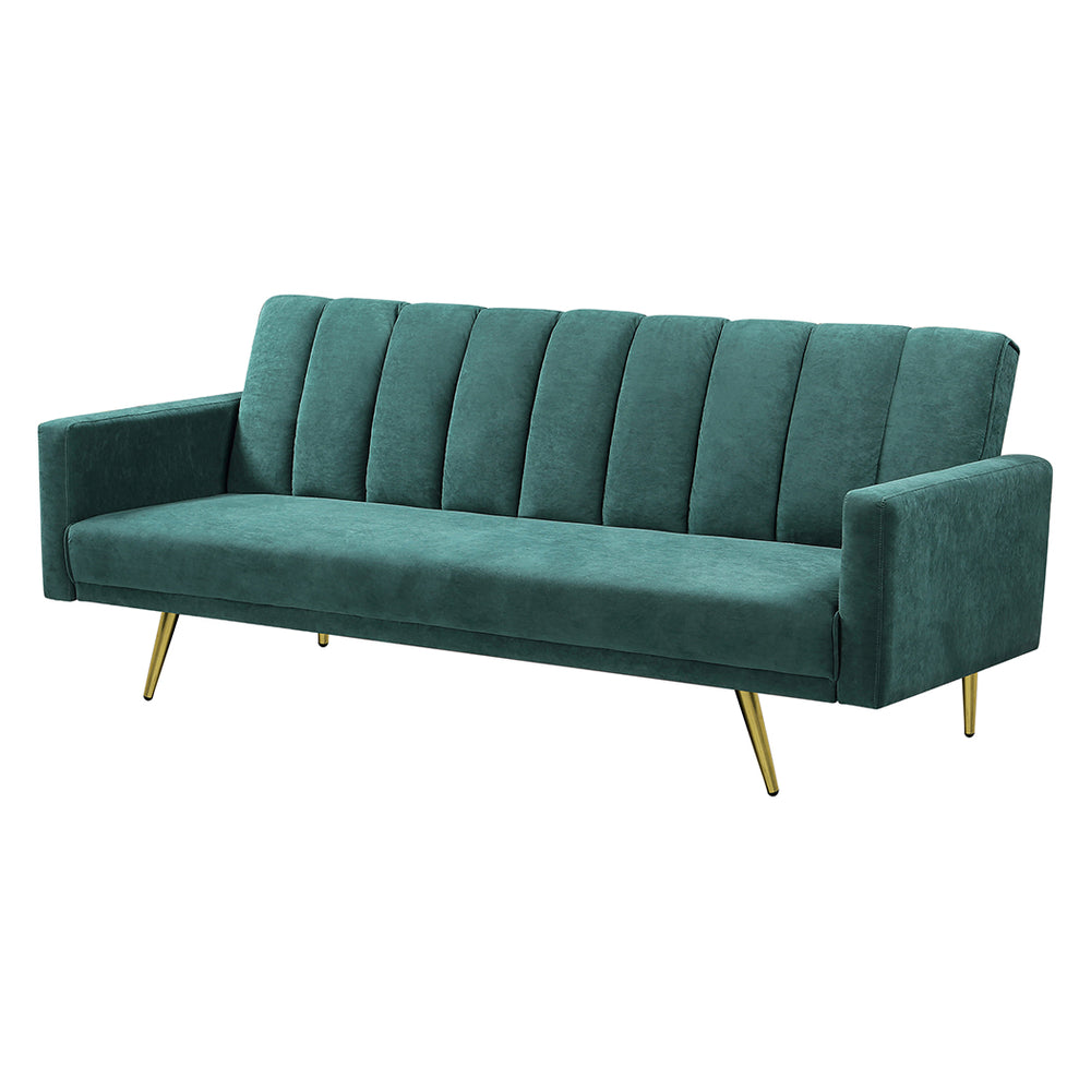 Levede Sofa Bed Convertible Velvet Lounge Recliner Couch Sleeper 3 Seater Green-1973193800419512321