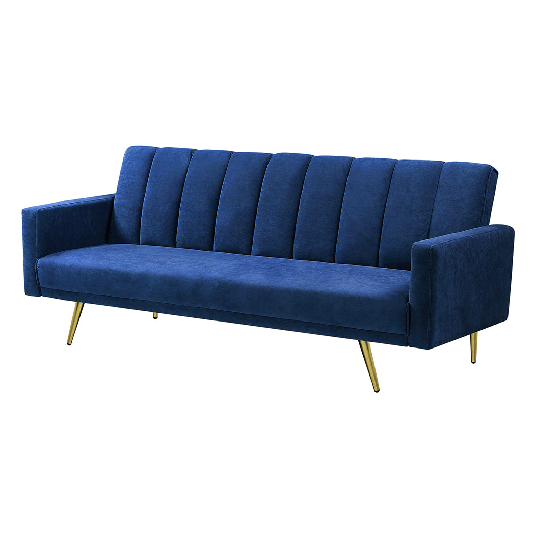 Levede Sofa Bed Convertible Velvet Lounge Recliner Couch Sleeper 3 Seater Blue-1973193800213991425