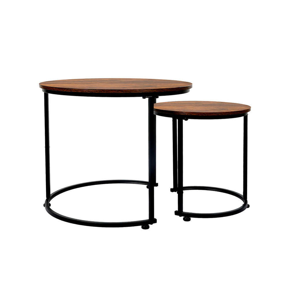 Levede Round Nesting Table Coffee Table Wood Side Table-1984023719873482753