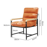 Levede Metal Framed Lounge Chair Velvet in Orange-1975420342130315266