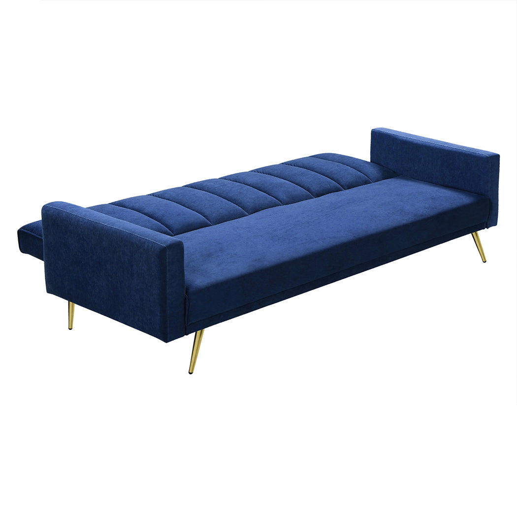 Levede Sofa Bed Convertible Velvet Lounge Recliner Couch Sleeper 3 Seater Blue-1973193800213991429