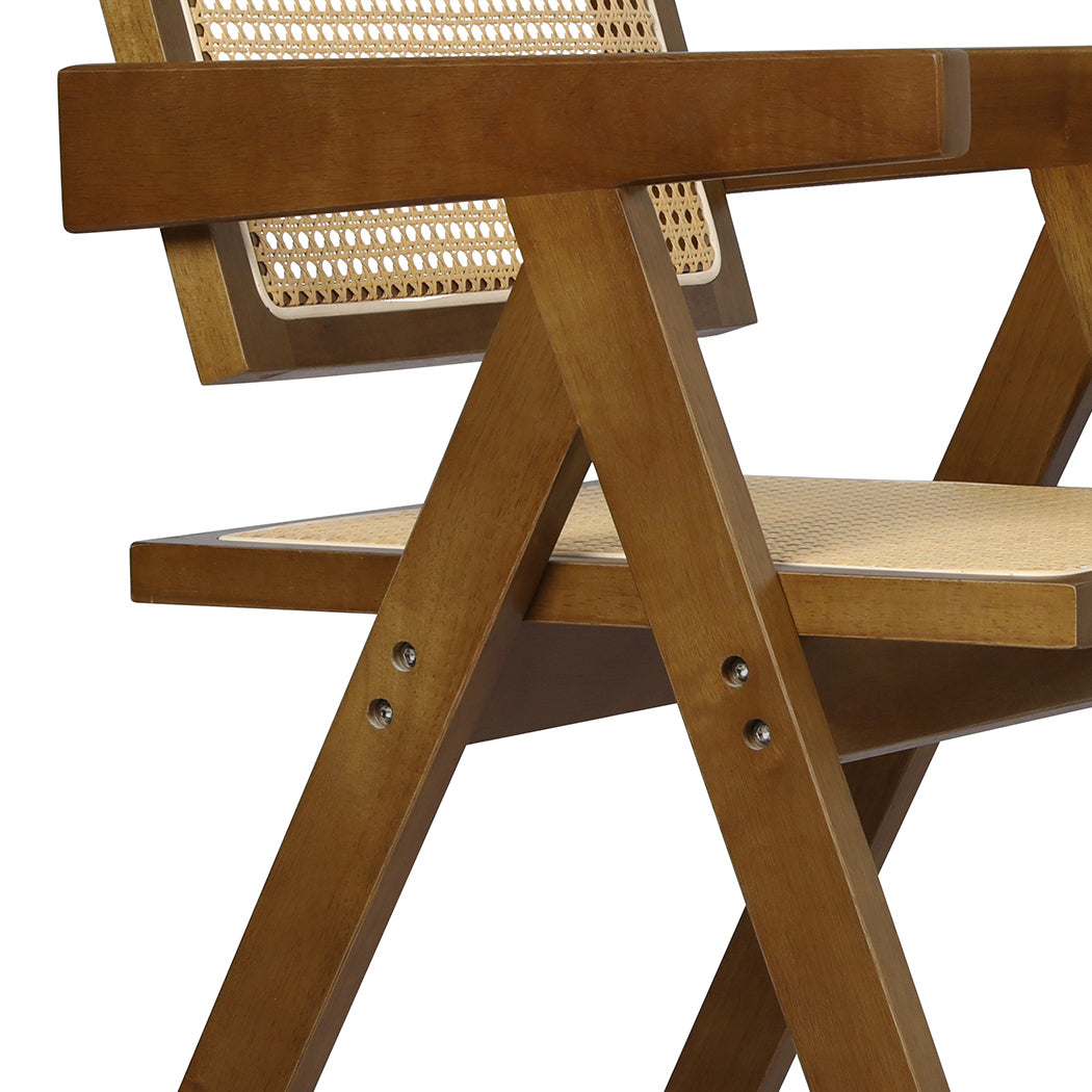 Levede 2x Walnut Wicker Armchair Dining Chair-1975420361092763653