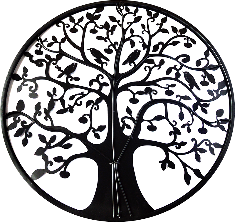 Black Tree of Life Wall Art Hanging Metal Iron Sculpture 60cm