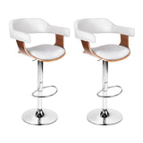 2x Wooden PU Leather Bar Stool - White and Chrome