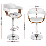 2x Wooden PU Leather Bar Stool - White and Chrome