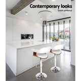 2x Wooden PU Leather Bar Stool - White and Chrome