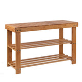 Bamboo Shoe Rack Woodena Seat Bench Organiser Shelf Stool