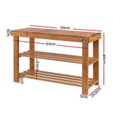 Bamboo Shoe Rack Woodena Seat Bench Organiser Shelf Stool