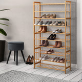 10-Tier Bamboo Shoe Rack Wooden Shelf Stand Storage Organiser