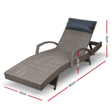 Outdoor Sun Lounge Furniture Day Bed Wicker Pillow Sofa Set