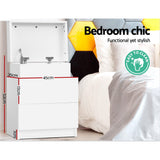 Bedside Tables 2 Drawers Side Table Storage Nightstand White Bedroom Wood