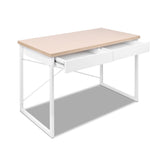 Metal Desk with Drawer - White with Wooden Top