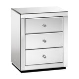 Mirrored Bedside Table Drawers Furniture Mirror Glass Presia Silver