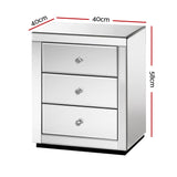 Mirrored Bedside Table Drawers Furniture Mirror Glass Presia Silver