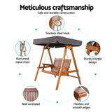 Swing Chair Wooden Garden Bench Canopy 2 Seater Outdoor Furniture