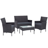 Outdoor Furniture Wicker Set Chair Table Dark Grey 4pc